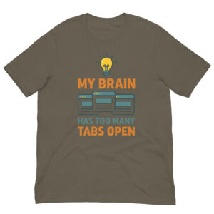 Faslom Funny T Shirts for Men – My Brain Has Too Many Tabs Open