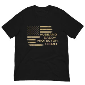 Faslom Father’s Day Shirts – Husband Daddy Protector Hero American Flag Tee