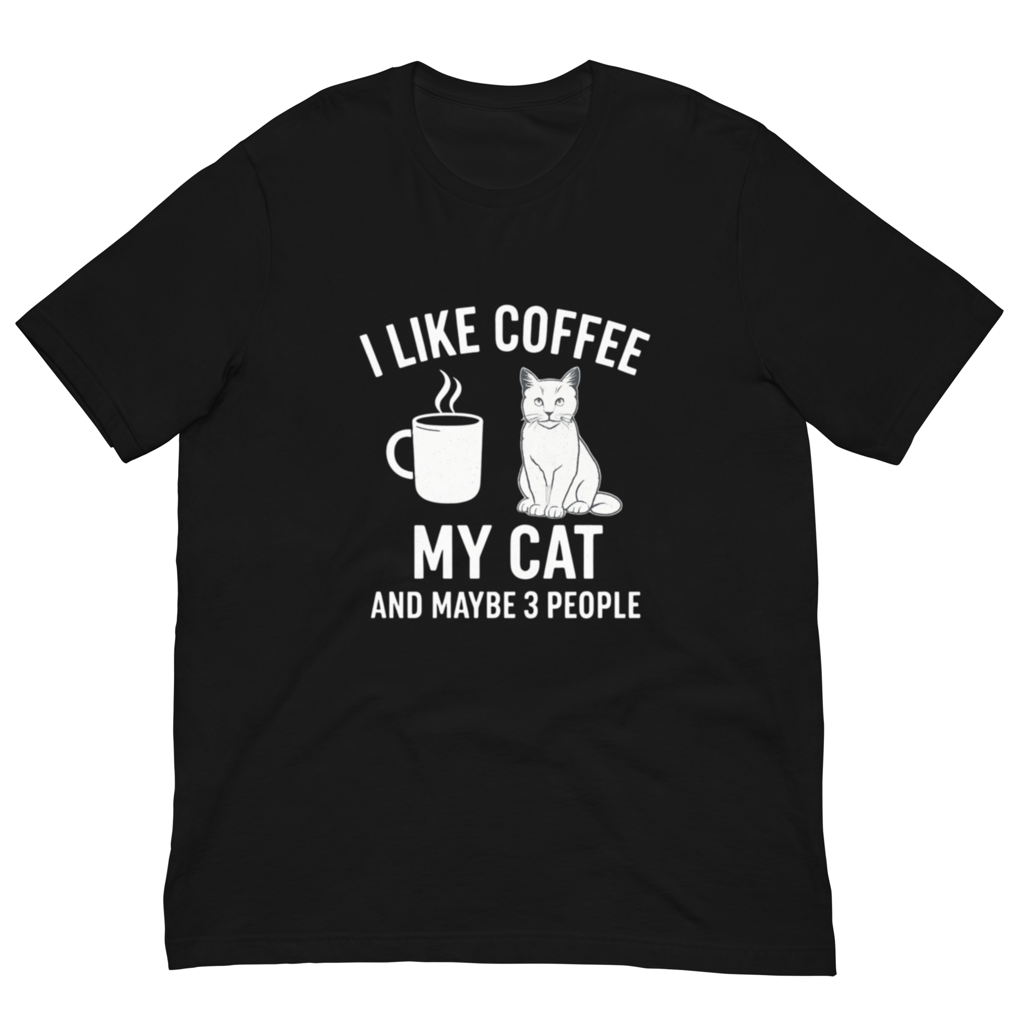 Faslom Funny T Shirts for Men – I Like Coffee, My Cat & Maybe 3 People