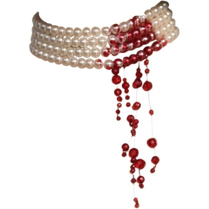 Handmade Dripping Blood Imitation Pearls Necklace Vampire Choker Party Costume Women
