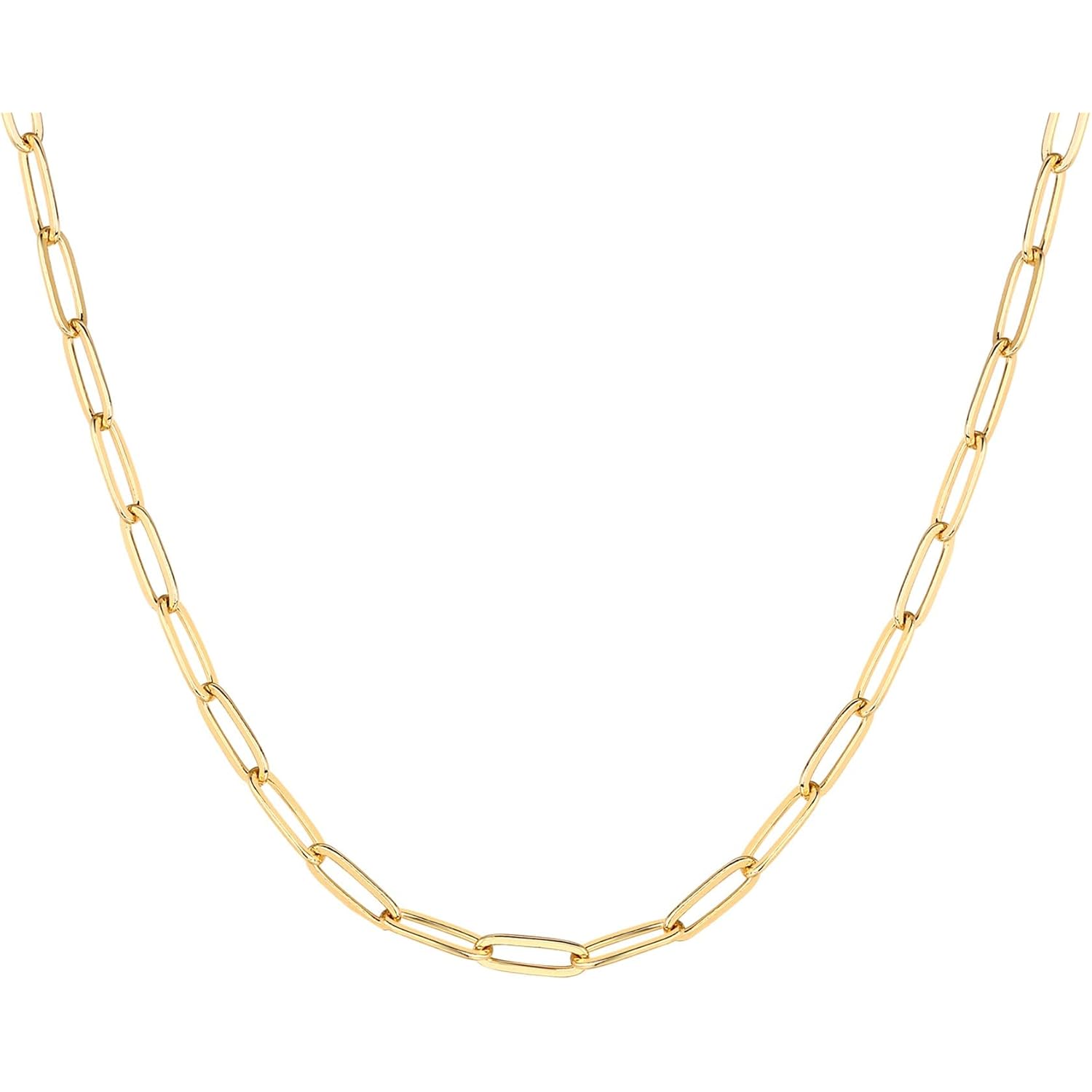 PAVOI 14K Gold Plated Curb Paperclip Box Sphere Bead Snake Herringbone and Figaro Chain Adjustable Necklace
