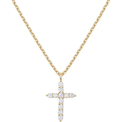 PAVOI 14K Gold Plated Cubic Zirconia Cross Necklace for Women | Cross Faith Pendant Necklaces