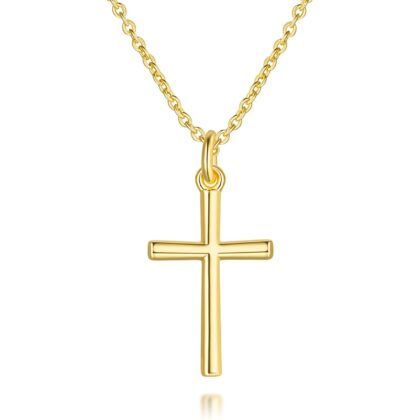 AMELINE 14K Gold Cross Necklaces for Women Gold Cross Chain Minimalist Pendant Small Necklace for Women Jewelry