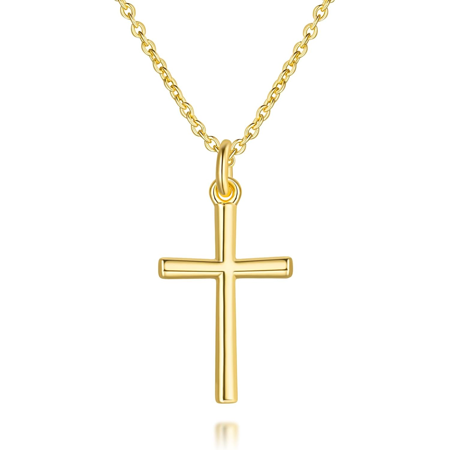 AMELINE 14K Gold Cross Necklaces for Women Gold Cross Chain Minimalist Pendant Small Necklace for Women Jewelry