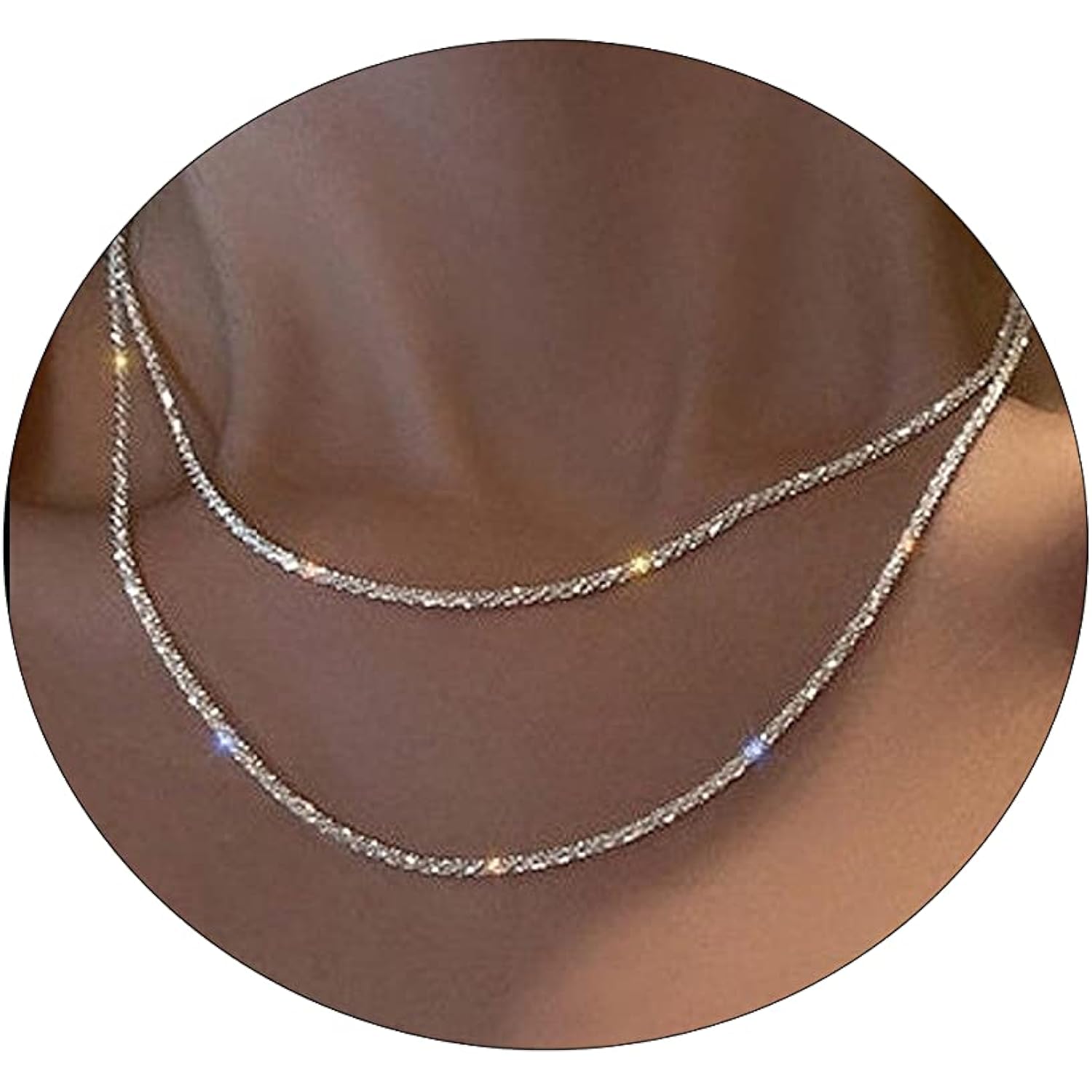 Tasiso Herringbone Choker Necklace Set Double Layer Snake Chain Herringbone Chain Necklace Layering Necklace Set Cuban Chain Necklace for Women