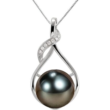 Gifts for Women Wife-Tahitian-Black-Pearl-Necklace-Gift for Wife Wedding Birthday Anniversary Jewelry-Mom Girlfriend Her Mothers Day Gifts for Mom Women Valentines Christmas Day