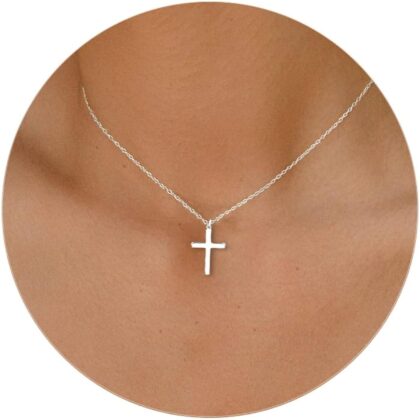 Moodear Cross Necklace for Women - Dainty 925 Sterling Silver/Gold Plated Layered Cross Pendant Simple Small Necklaces for Women Trendy Jewelry Gifts