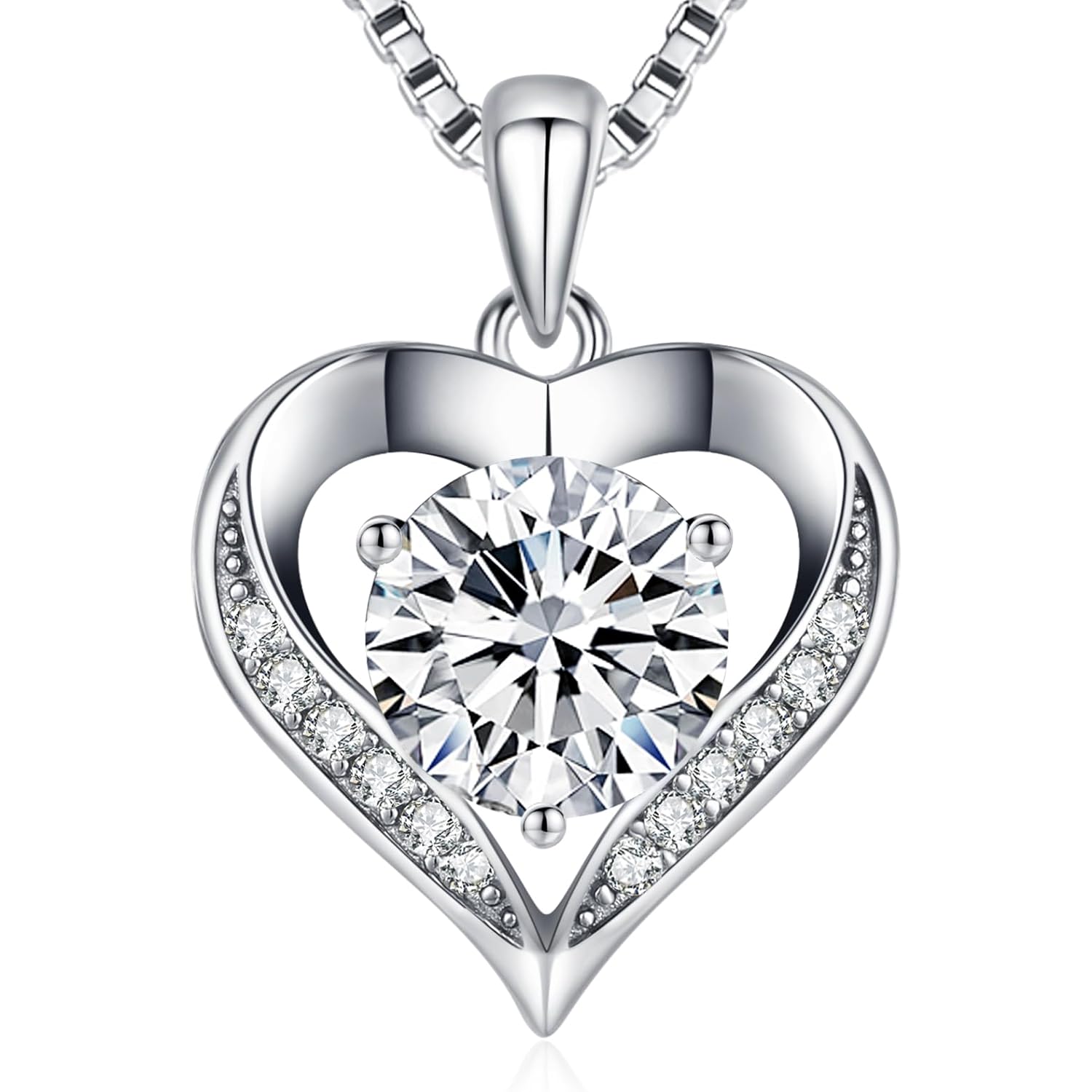 Moissanite Necklace for Women, 1-3 Carat Heart Necklace Engraved with 'I LOVE YOU', Birthday Gift for Wife, Anniversary Present for Wife Women, Jewelry Gifts for Christmas Valentine's Day