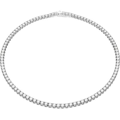 Swarovski Matrix Tennis Necklace with Clear Crystals on a Rhodium Finished Setting, Part of the Swarovski Matrix Tennis Collection