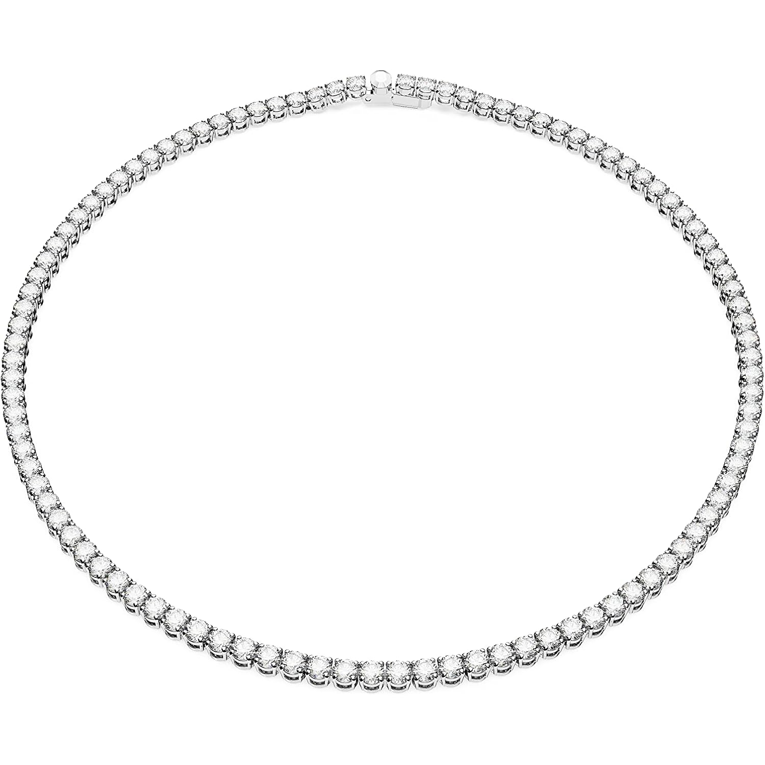 Swarovski Matrix Tennis Necklace with Clear Crystals on a Rhodium Finished Setting, Part of the Swarovski Matrix Tennis Collection