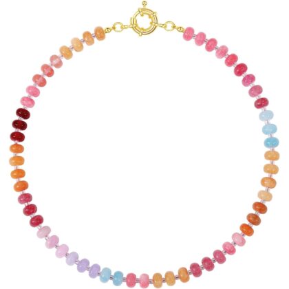 KELORIS PATH Beaded Gemstone Necklaces for Women, Boho Colorful Bead Choker Necklace, Natural Stone Handmade Summer Jewelry for Beach