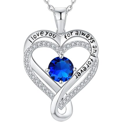 Jewelry for Women Wife Infinity Heart Birthstone I Love You Necklace S925 Anniversary Women Necklaces for Her Wife Birthday Gift Ideas, Birthday Present for Girlfriend Mom Daughter Sterling Silver
