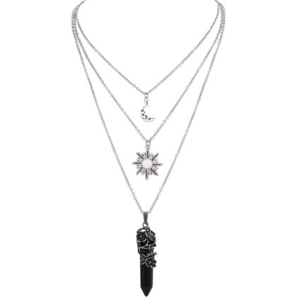 Sacina Gothic Crescent Moon Choker, Moon Sun Star Choker Necklace, Goth Gothic Necklace, Halloween Christmas Jewelry Gift for Women