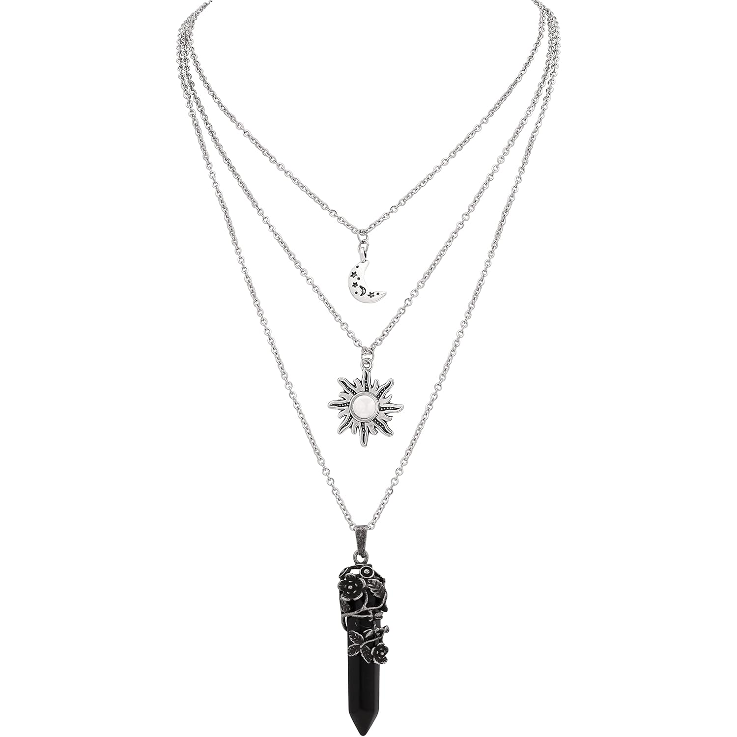 Sacina Gothic Crescent Moon Choker, Moon Sun Star Choker Necklace, Goth Gothic Necklace, Halloween Christmas Jewelry Gift for Women