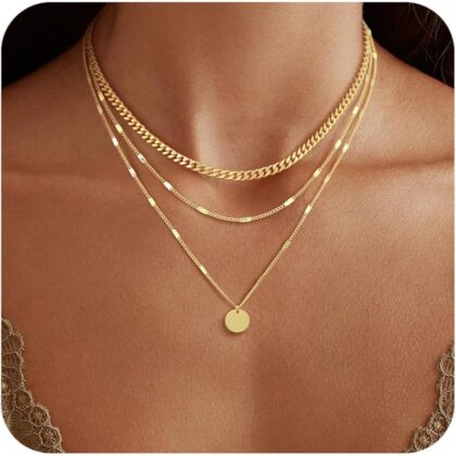14K Gold Plated Layering Necklaces For Women Gold Necklace Set, Cuban Link, Snake Chain, Paperclip Layered Chains, Twisted Rope and Twisted Chain, Trendy Layering Necklace
