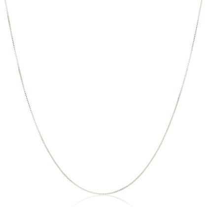 Amazon Essentials Sterling Silver Thin 0.8mm Box Chain Necklace | Available in Yellow Gold or Silver | 16", 18", 20", 24", or 30" (previously Amazon Collection)