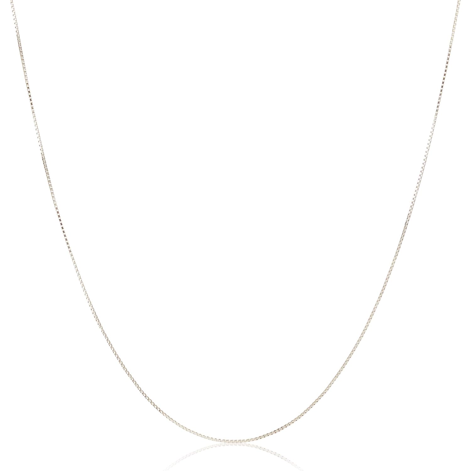 Amazon Essentials Sterling Silver Thin 0.8mm Box Chain Necklace | Available in Yellow Gold or Silver | 16", 18", 20", 24", or 30" (previously Amazon Collection)