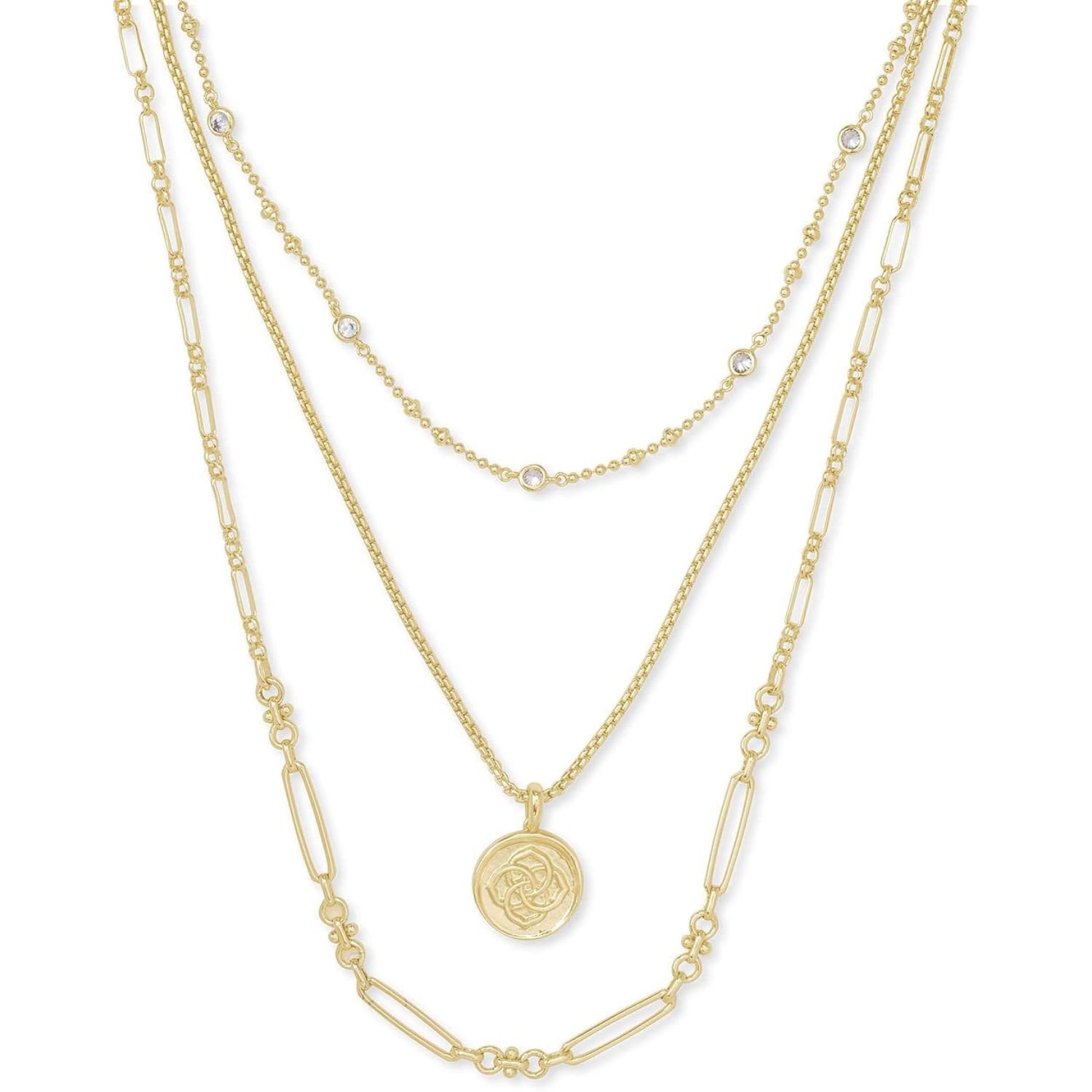 Kendra Scott Medallion Triple Strand Necklace, Fashion Jewelry for Women