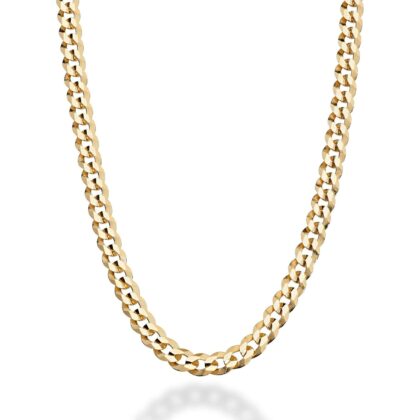 Miabella Italian 18K Gold Plated 925 Sterling Silver 5mm Diamond-Cut Cuban Link Curb Chain Necklace for Women Men, Made in Italy