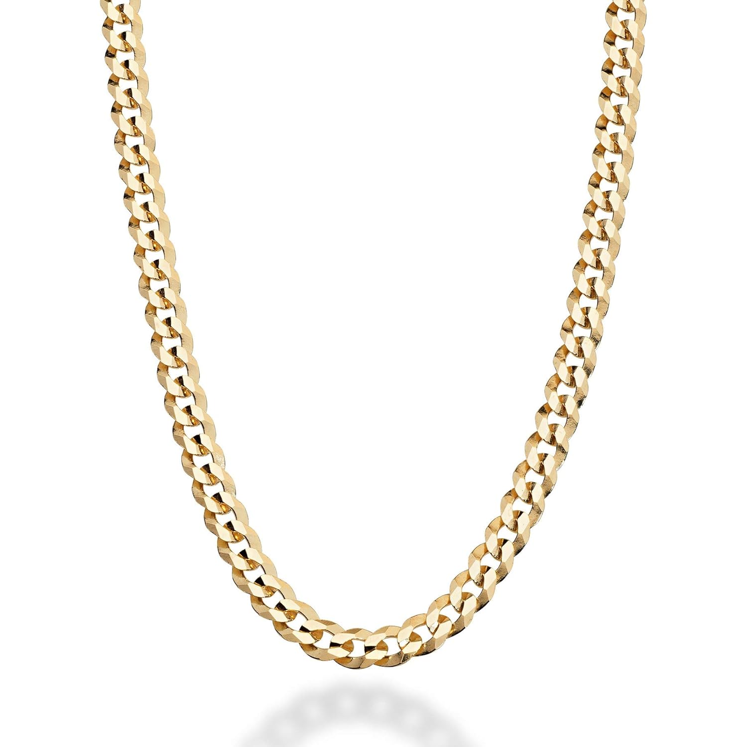 Miabella Italian 18K Gold Plated 925 Sterling Silver 5mm Diamond-Cut Cuban Link Curb Chain Necklace for Women Men, Made in Italy