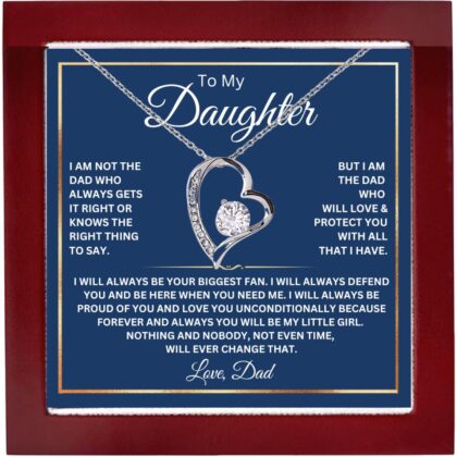 To My Daughter Necklace From Dad With Heartfelt Message, Daughter Birthday Present From Dad, Jewelry Gifts For Graduation for Her From Mom or Daddy, 14K Pendant