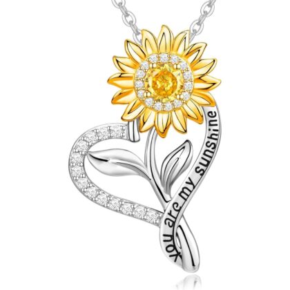 Anniversary for Gifts Women Wife, 18k Gold Plated Sunflower Necklaces for Women, Anniversary Her Gifts Birthday Gift for Wife You Are My Sunshine Woman's Jewelry Girlfriend Grandma Mom Daughter