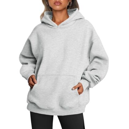 Women’s Oversized Fleece Hoodie Sweatshirt – Fall/Winter Pullover In Grey