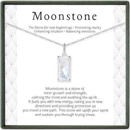 HOPE LOVE SHINE New Beginnings Rainbow Moonstone Sterling Silver Necklace for Women