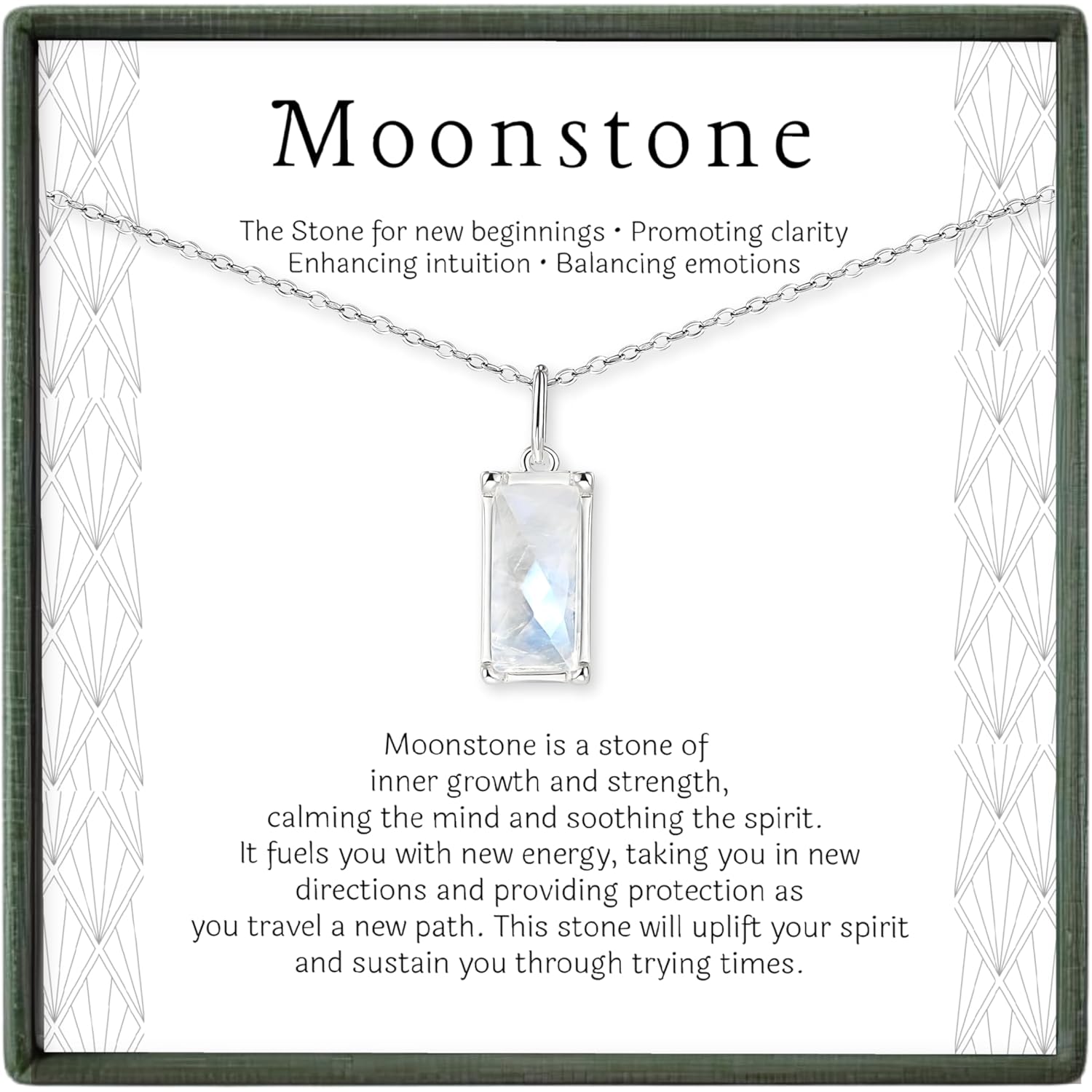 HOPE LOVE SHINE New Beginnings Rainbow Moonstone Sterling Silver Necklace for Women