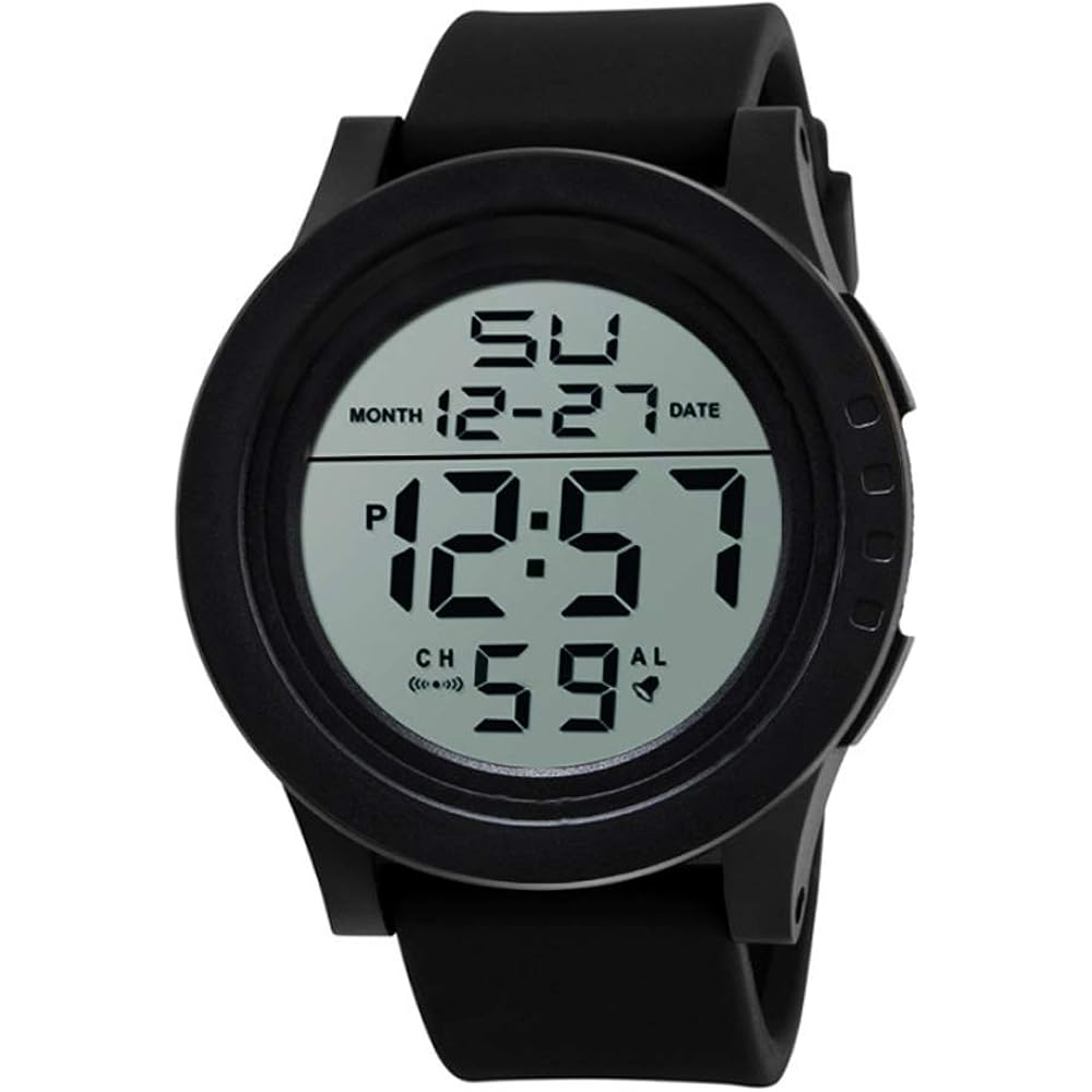 Men's Digital Sports Watch Waterproof Military Outdoor Wrist Watches for Men with LED Backlight Alarm Back Light