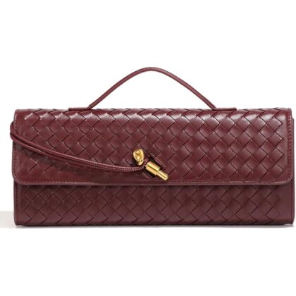 Trendy Woven Evening Clutch Purses Women Underarm Shoulder Handbag Cute Satchels Crossbody Purse PU Leather Wallet
