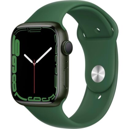 Apple Watch Series 7 (GPS, 45mm) Green Aluminum Case with Clover Sport Band, Regular (Renewed)
