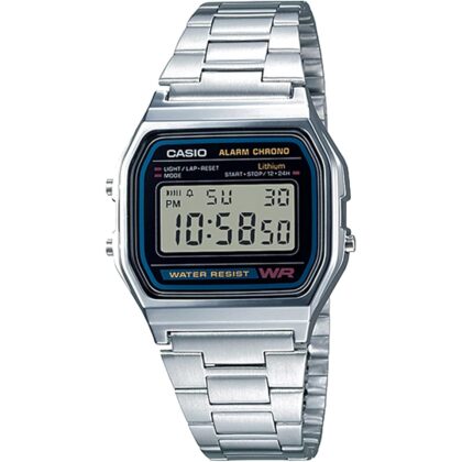Casio A158WA Series | Unisex Digital Watch | Vintage | WR | 100 SEC Stop Watch | Daily Alarm | Regular Time Keeping: Hour, Minute, Second, PM, Date, Day | Led Light | 7 Yr Battery