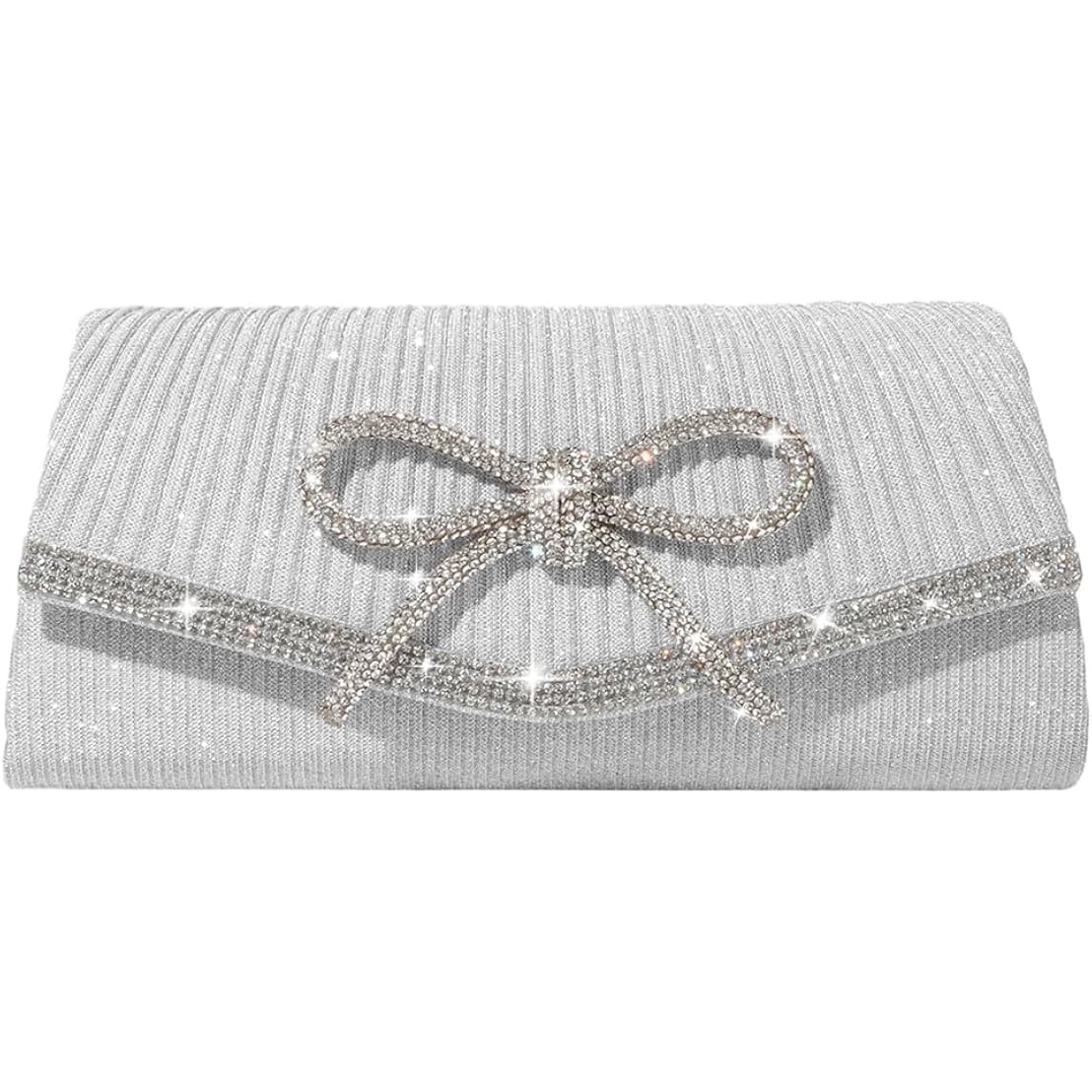Bow Evening Bag Sparkly Clutch Purses for Women Wedding Glitter Rhinestone Party Prom Purse Dressy Clutch Bags