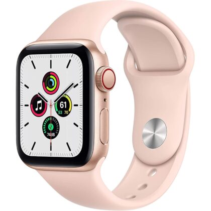 Apple Watch SE (GPS + Cellular, 40mm) - Gold Aluminum Case with Pink Sand Sport Band (Renewed)