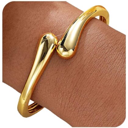 Gold Bangle Bracelets for Women Teens Trendy Chunky Adjustable Twist Cuff Bracelet Jewelry Gifts