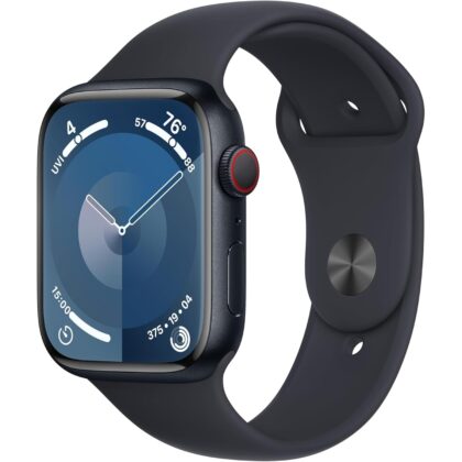 Apple Watch Series 9 (GPS + Cellular 45mm) Midnight Aluminum Case with Midnight Sport Band M/L (Renewed)