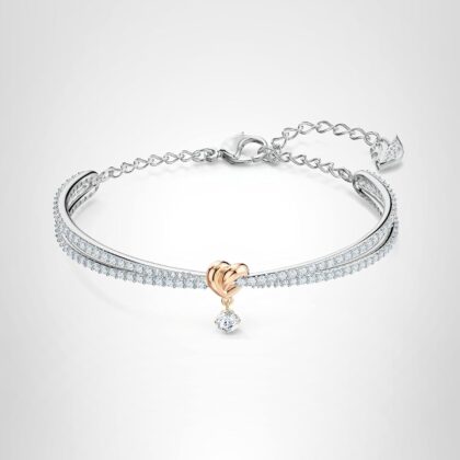 SWAROVSKI Lifelong Heart Necklace, Earrings, and Bracelet Crystal Jewelry Collection, Rose Gold & Rhodium Tone Finish