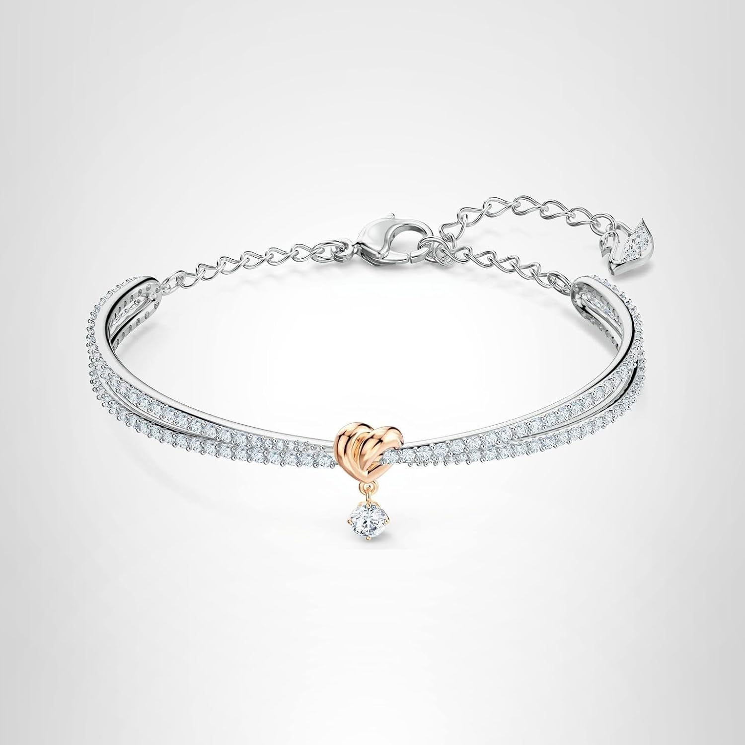 SWAROVSKI Lifelong Heart Necklace, Earrings, and Bracelet Crystal Jewelry Collection, Rose Gold & Rhodium Tone Finish