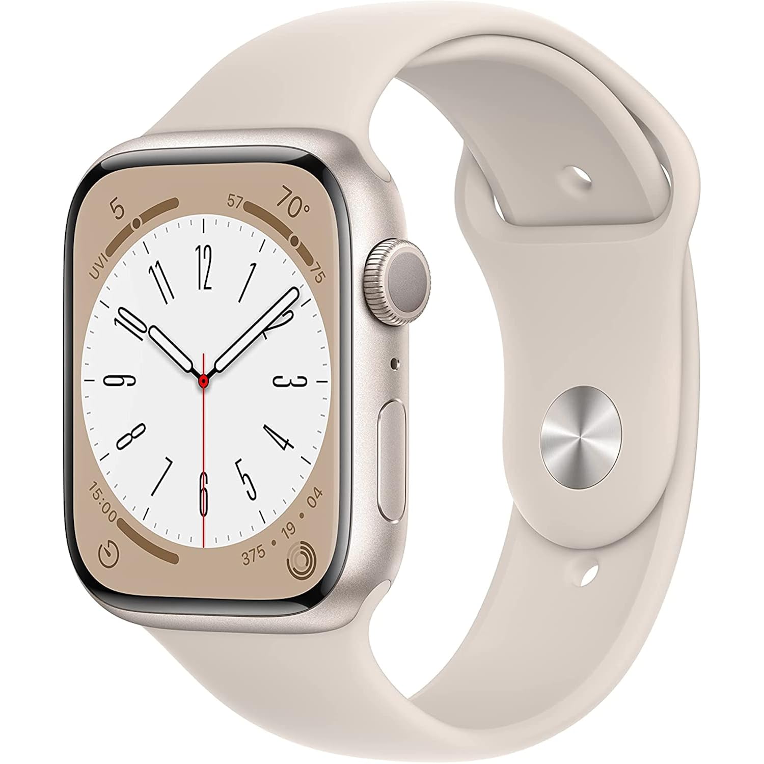 Apple Watch Series 8 [GPS, 41mm] - Starlight Aluminum Case with Starlight Sport Ban, M/L (Renewed)