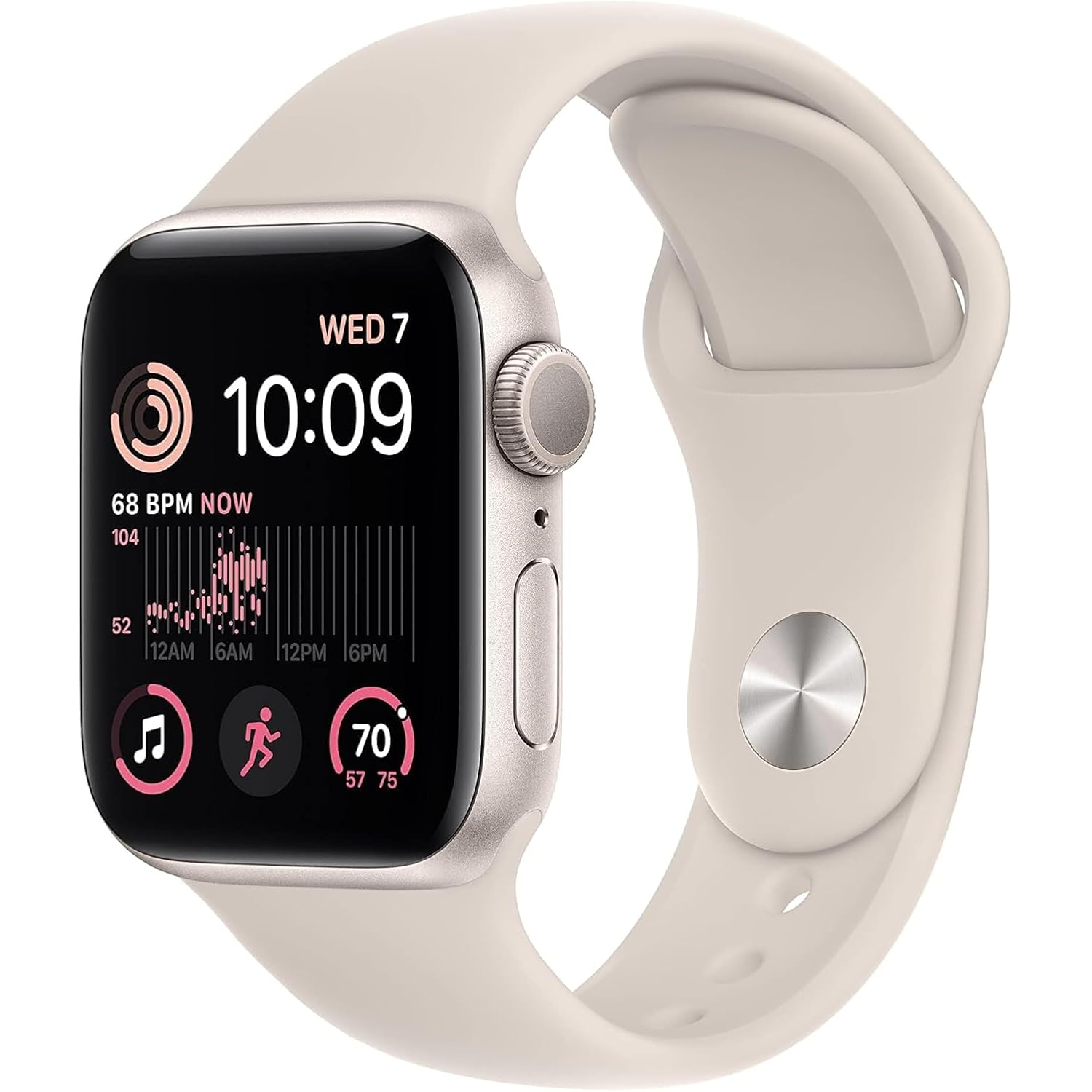 Apple Watch SE (2nd Gen) (GPS, 40mm) - Starlight Aluminum Case with Starlight Sport Band, S/M (Renewed Premium)