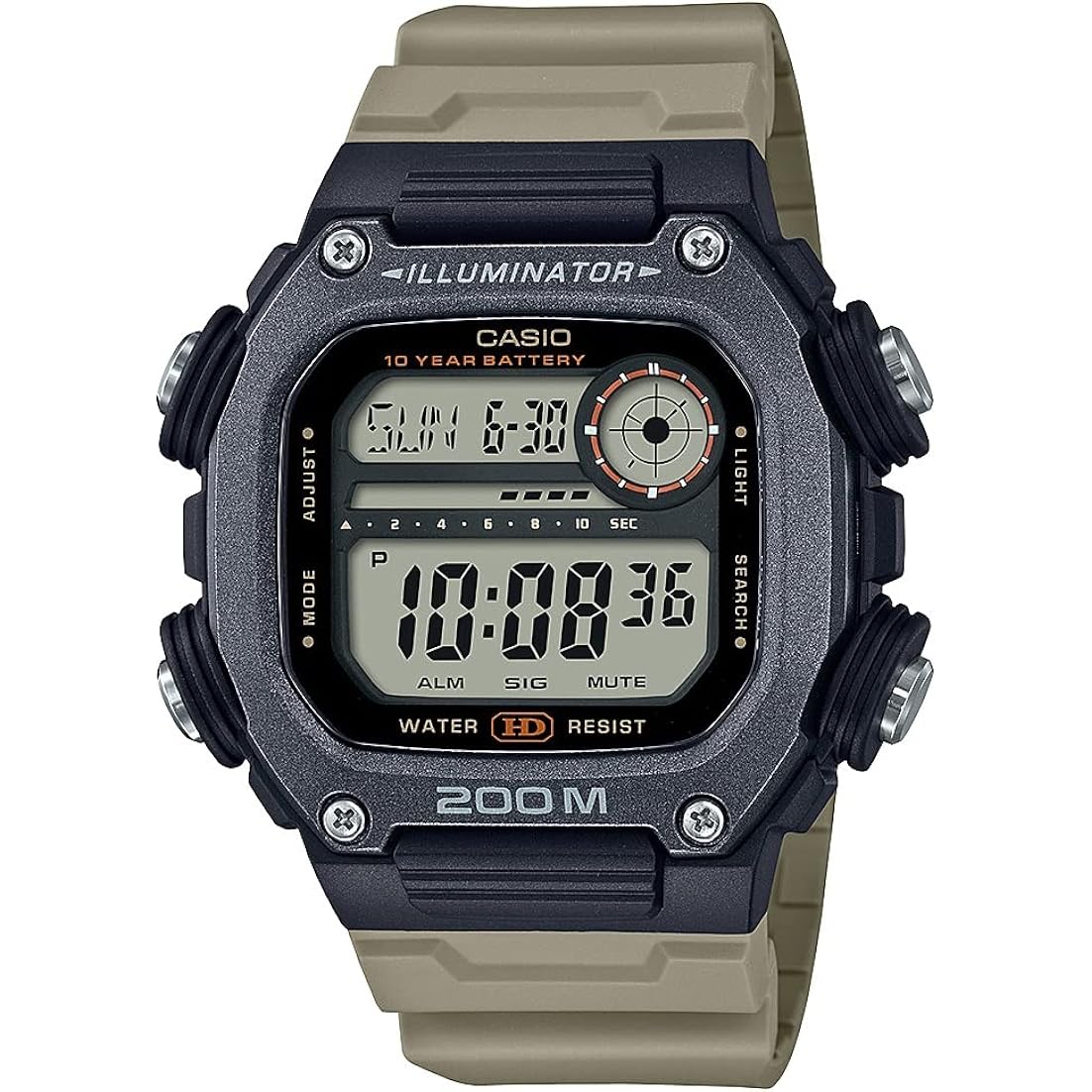 Casio Men's Quartz 10-Year Battery 200M Water Resistant Extra Long Band Watch DW-291HX-5AV