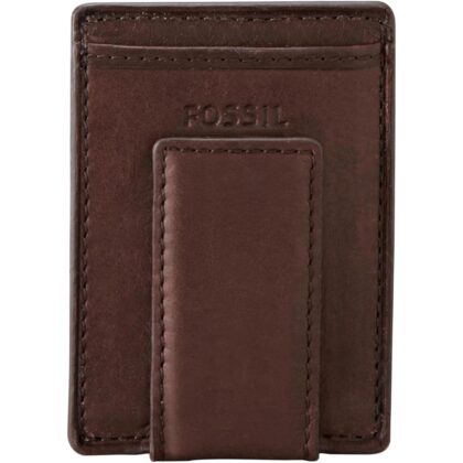 Fossil Men's Leather Minimalist Magnetic Card Case with Money Clip Front Pocket Wallet for Men