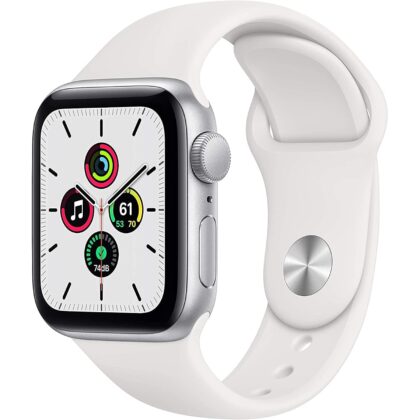 Apple Watch SE (GPS, 40mm) - Silver Aluminum Case with White Sport Band (Renewed)