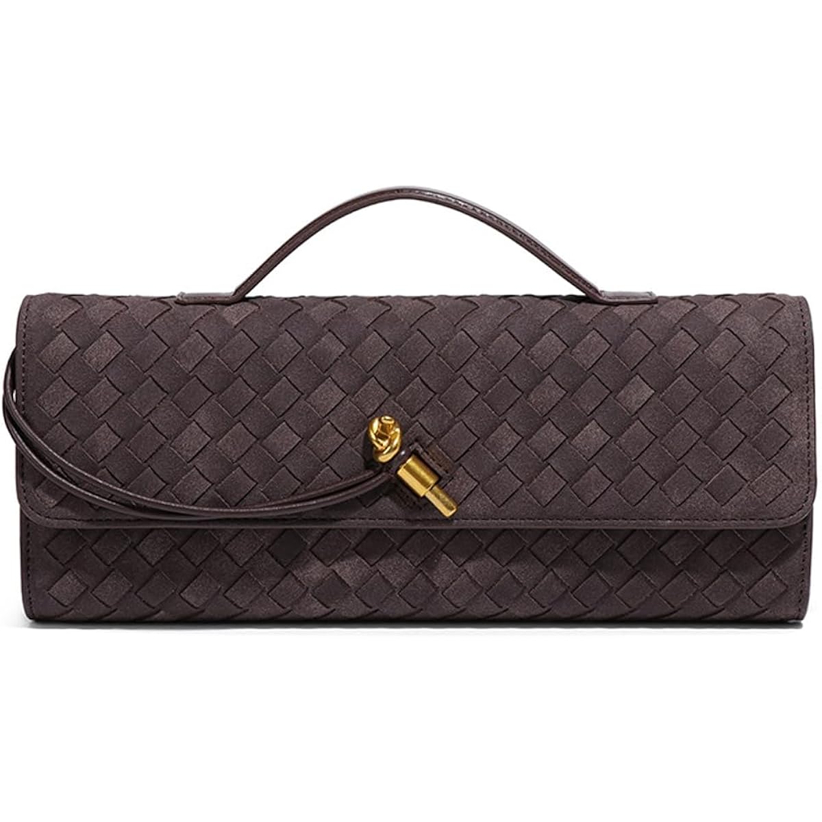 JYG Suede Woven Handbag for Women Trendy Evening Shoulder Bag Casual Clutch Purse Crossbody Satchel with Metal Buckle 2025