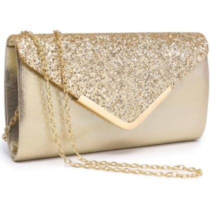 Dasein Women Evening Bags Formal Clutch Purses for Wedding Party Prom Handbags with Shoulder Strap and Glitter Flap