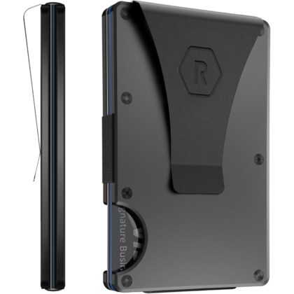 Ridge Wallet for Men - Slim Minimalist Compact Wallet and Card Holder, RFID Protected Front Pocket Wallets for Men with Integrated Money Clip (Gunmetal Titanium)