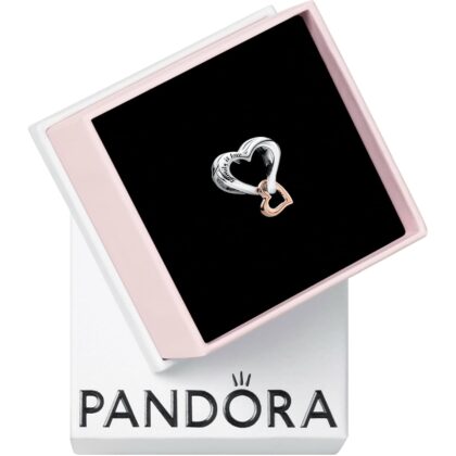 PANDORA Two-tone Openwork Infinity Heart Charm - Gift for Her - Compatible Moments Rose & Sterling Silver - With Gift Box