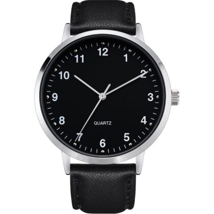 Mens Black Large Dial Arabic Numerals Black Belt Modern Classic Men's Watch,