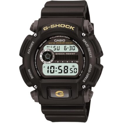 Casio DW9052 Series | Men’s Digital Watch | G-SHOCK | Black/Black | 1/100 SEC Stop Watch | Countdown Timer | LED Light | 200M WR | Shock Resistant | Multi Alarm | Auto Calendar | Dual Time | 2 Yr Batt